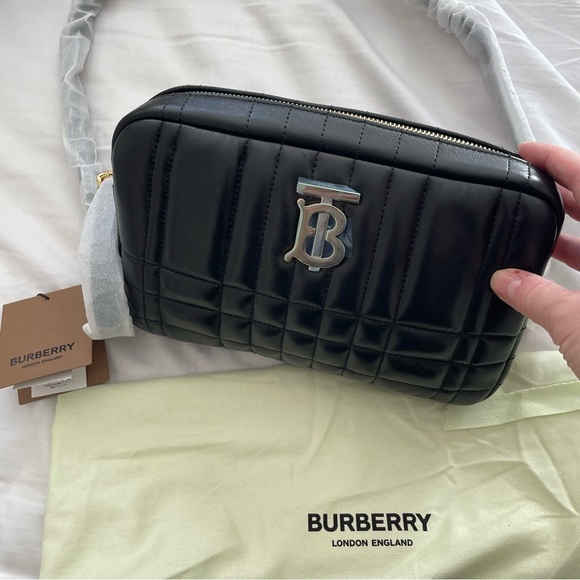 SOLD! 🎉Burberry small black leather Lola camera bag gold hardwear NWT - Picture 11 of 16